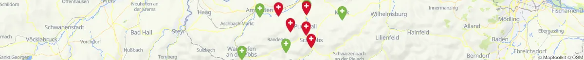 Kartenansicht für Apotheken-Notdienste in der Nähe von Steinakirchen am Forst (Scheibbs, Niederösterreich)